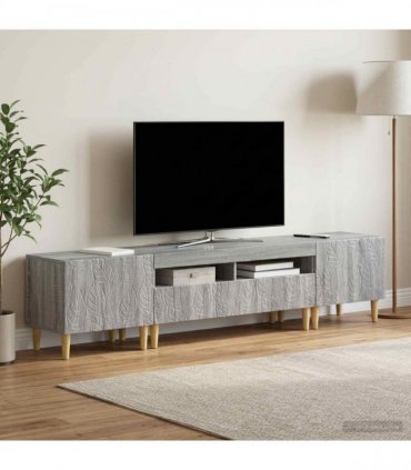 vidaXL 3 Piece LED TV Cabinet DELFT Grey Sonoma Engineered Wood