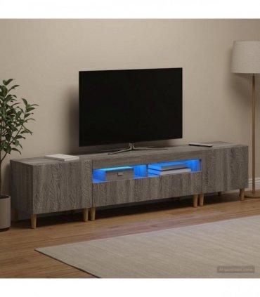 vidaXL 3 Piece LED TV Cabinet DELFT Grey Sonoma Engineered Wood