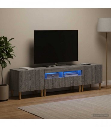 vidaXL 3 Piece LED TV Cabinet DELFT Grey Sonoma Engineered Wood