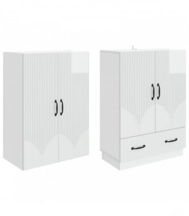 vidaXL Cabinet Set 2 pcs High Gloss White Engineered Wood