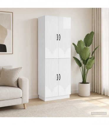 vidaXL Cabinet Set 2 pcs High Gloss White Engineered Wood