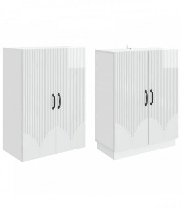vidaXL Cabinet Set 2 pcs High Gloss White Engineered Wood