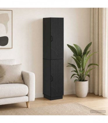 vidaXL Cabinet Set 2 pcs Black Engineered Wood