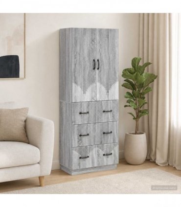 vidaXL Cabinet Set 2 pcs 66 x 34.5 x 87 cm Engineered Wood Grey Sonoma