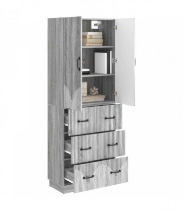 vidaXL Cabinet Set 2 pcs 66 x 34.5 x 87 cm Engineered Wood Grey Sonoma