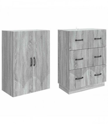 vidaXL Cabinet Set 2 pcs 66 x 34.5 x 87 cm Engineered Wood Grey Sonoma