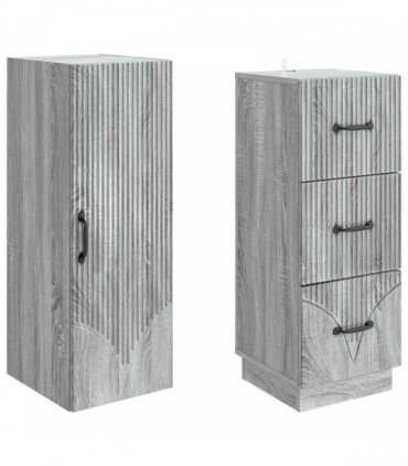 vidaXL Cabinet Set 2 pcs 33 x 34.5 x 87 cm Engineered Wood Grey Sonoma