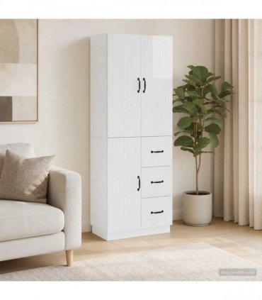 vidaXL Cabinet Set 2 pcs High Gloss White Engineered Wood