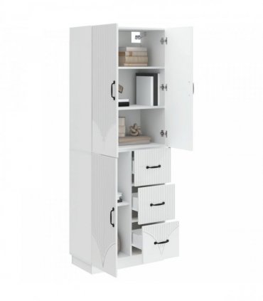 vidaXL Cabinet Set 2 pcs High Gloss White Engineered Wood
