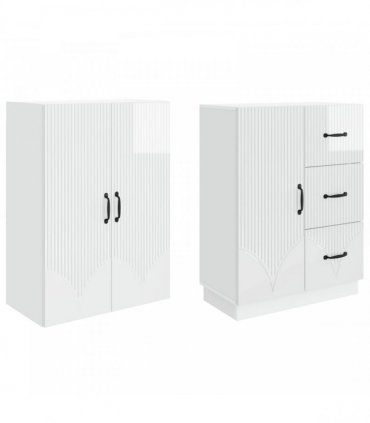 vidaXL Cabinet Set 2 pcs High Gloss White Engineered Wood