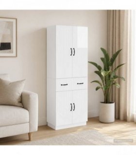 vidaXL Cabinet Set 2 pcs High Gloss White Engineered Wood