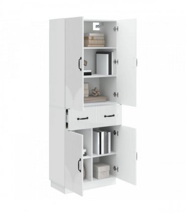 vidaXL Cabinet Set 2 pcs High Gloss White Engineered Wood