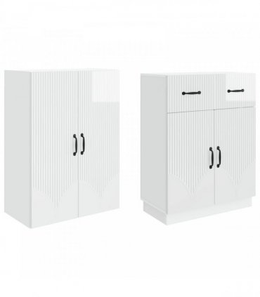 vidaXL Cabinet Set 2 pcs High Gloss White Engineered Wood