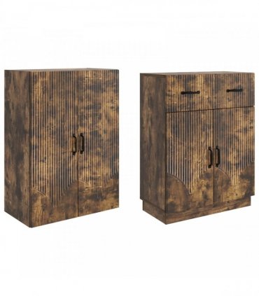 vidaXL Cabinet Set 2 pcs Smoked Oak Engineered Wood