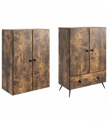 vidaXL Cabinet Set 2 pcs Smoked Oak Engineered Wood