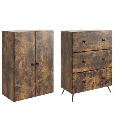 vidaXL Cabinet Set 2 pcs 66 x 34.5 x 90 cm Engineered Wood Smoked Oak