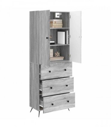 vidaXL Cabinet Set 2 pcs 66 x 34.5 x 90 cm Engineered Wood Grey Sonoma