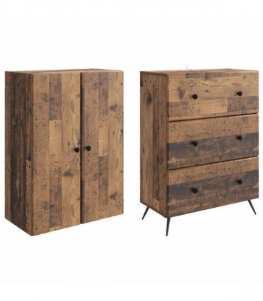 vidaXL Cabinet Set 2 pcs 66 x 34.5 x 90 cm Engineered Wood Old Wood
