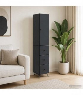 vidaXL Cabinet Set 2 pcs 33 x 34.5 x 180 cm Engineered Wood Black