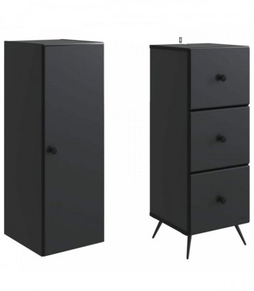 vidaXL Cabinet Set 2 pcs 33 x 34.5 x 180 cm Engineered Wood Black