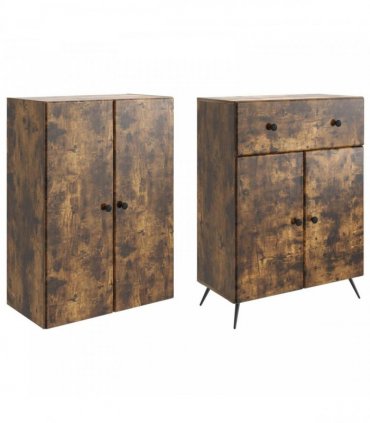 vidaXL Cabinet Set 2 pcs Smoked Oak 66 x 34.5 x 90 cm Engineered Wood