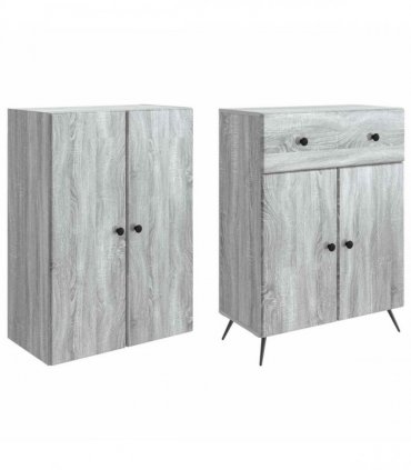 vidaXL Cabinet Set 2 pcs Grey Sonoma 66 x 34.5 x 90 cm Engineered Wood