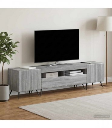 vidaXL LED TV Cabinet BREDA 3 pcs Grey Sonoma Engineered Wood