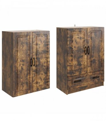 vidaXL Cabinet Set 2 pcs Smoked Oak 66 x 34.5 x 92 cm Engineered Wood