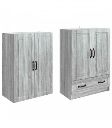 vidaXL Cabinet Set 2 pcs Grey Sonoma Engineered Wood