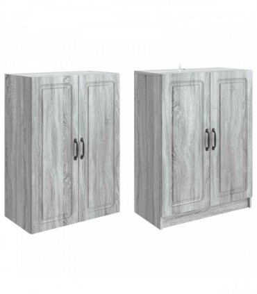 vidaXL Cabinet Set 2 pcs Grey Sonoma 66 x 34.5 x 87 cm Engineered Wood