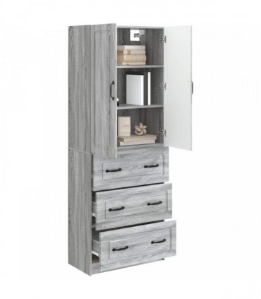 vidaXL Cabinet Set 2 pcs 66 x 34.5 x 87 cm Engineered Wood Grey Sonoma