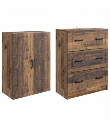 vidaXL Cabinet Set 2 pcs 66 x 34.5 x 87 cm Engineered Wood Old Wood
