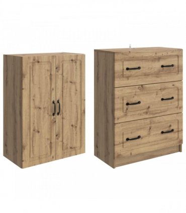 vidaXL Cabinet Set 2 pcs 66 x 34.5 x 87 cm Engineered Wood Artisan Oak