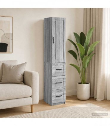 vidaXL Cabinet Set 2 pcs 33 x 34.5 x 87 cm Engineered Wood Grey Sonoma