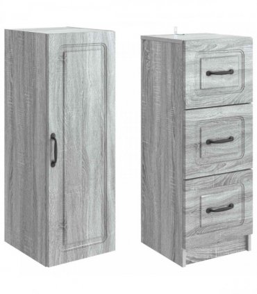 vidaXL Cabinet Set 2 pcs 33 x 34.5 x 87 cm Engineered Wood Grey Sonoma