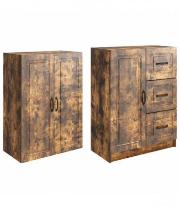 vidaXL Cabinet Set 2 pcs Smoked Oak 66 x 34.5 x 87 cm Engineered Wood