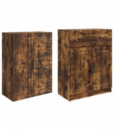 vidaXL Cabinet Set 2 pcs Smoked Oak Engineered Wood