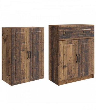 vidaXL Cabinet Set 2 pcs Old Wood Engineered Wood