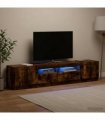 vidaXL LED TV Cabinet UTRECHT 3 pcs Smoked Oak Engineered Wood