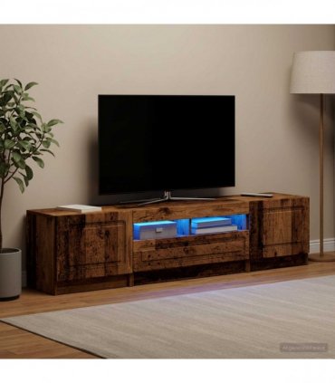 vidaXL LED TV Cabinet UTRECHT 3 pcs Old Wood Engineered Wood