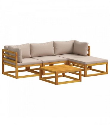 vidaXL Sofa Set 5 pcs Natural Solid Acacia Wood