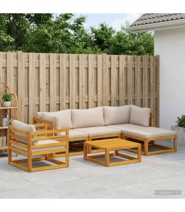 vidaXL Sofa Set 6 pcs Natural Solid Acacia Wood