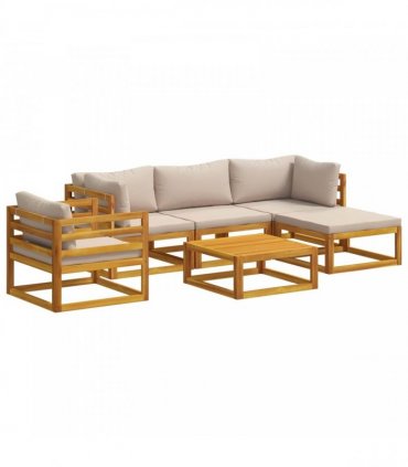 vidaXL Sofa Set 6 pcs Natural Solid Acacia Wood