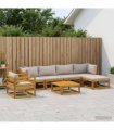 vidaXL Sofa Set 7 pcs Natural Solid Acacia Wood