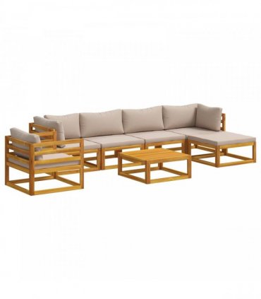 vidaXL Sofa Set 7 pcs Natural Solid Acacia Wood