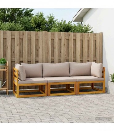 vidaXL Sofa Set 3 pcs Natural Solid Acacia Wood