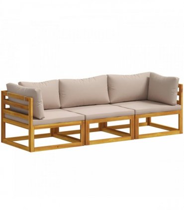 vidaXL Sofa Set 3 pcs Natural Solid Acacia Wood
