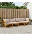 vidaXL Sofa Set 4 pcs Natural Solid Acacia Wood