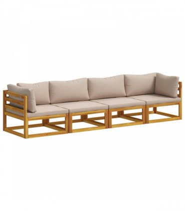 vidaXL Sofa Set 4 pcs Natural Solid Acacia Wood