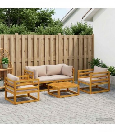 vidaXL 5 Piece Garden Lounge Set Modular Natural Solid Acacia Wood